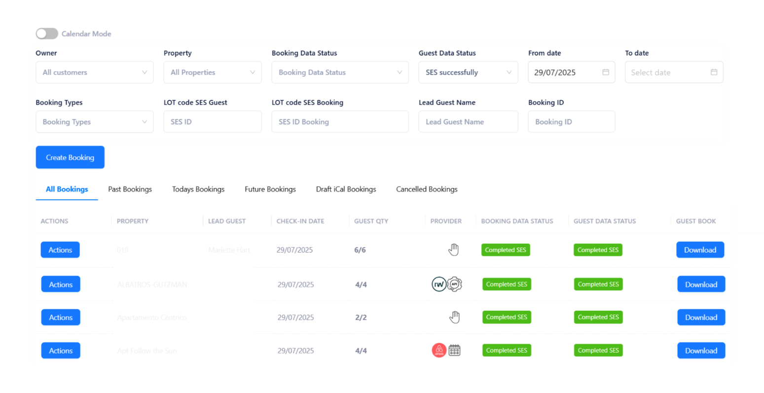 GuestAdmin Booking dashboard