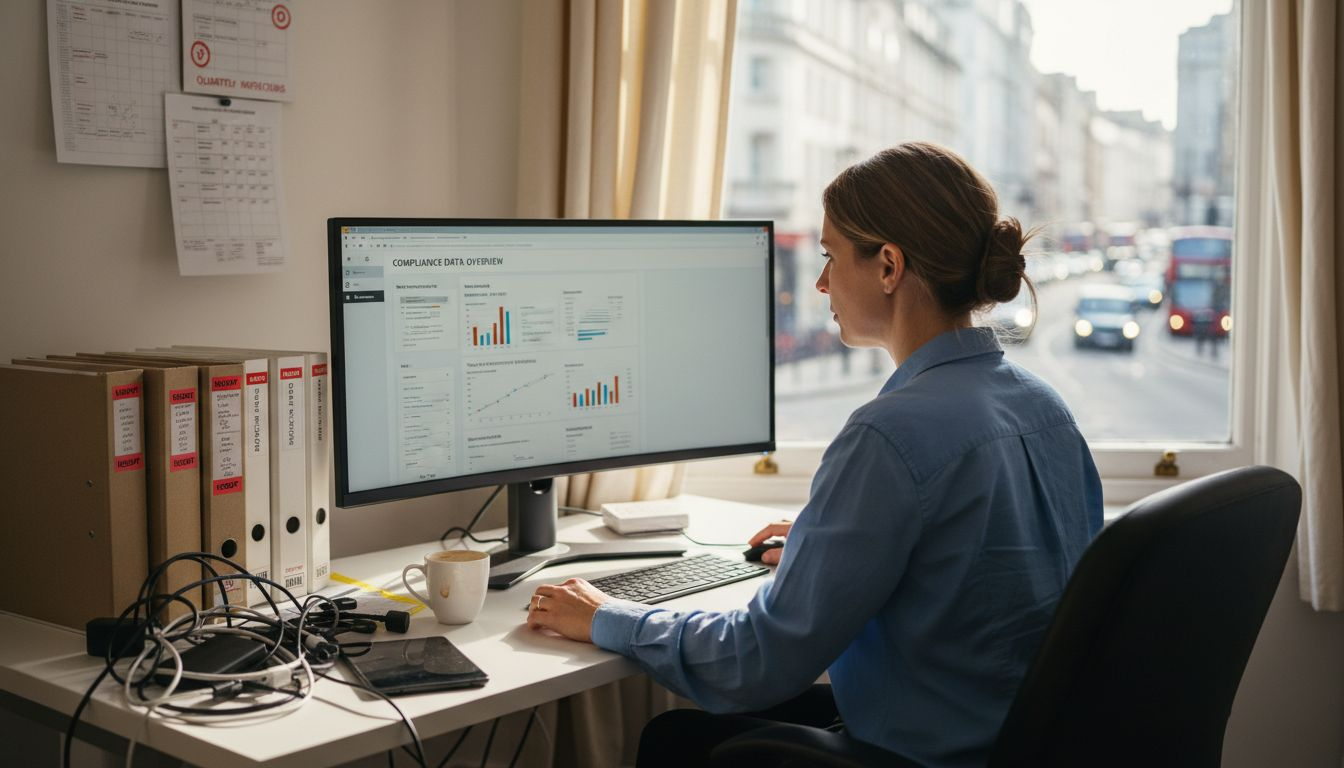 Property manager reviews compliance dashboard