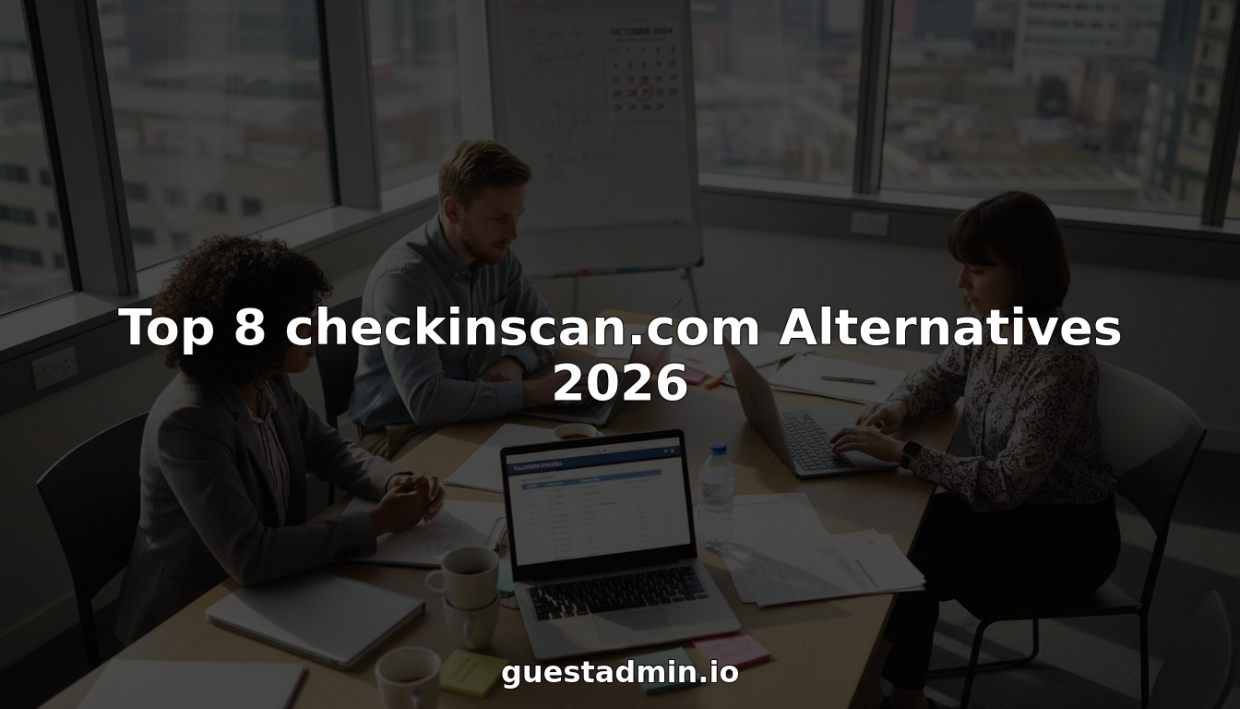 Property managers reviewing guest registration software