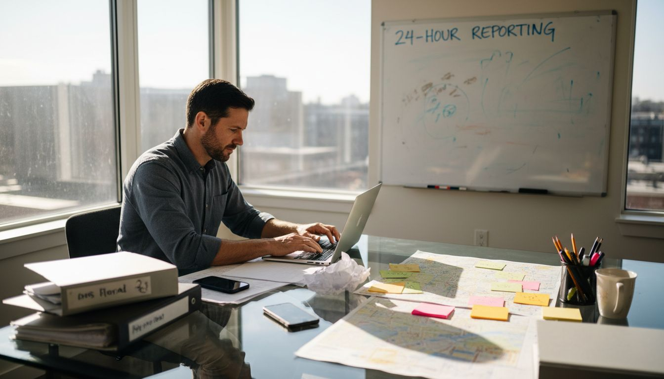 Property manager working with compliance checklist