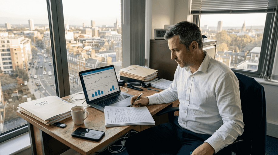 Property manager viewing dashboard workspace