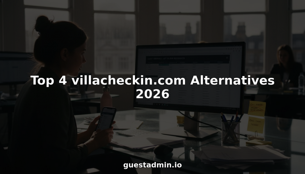 Property manager reviewing guest registration dashboard