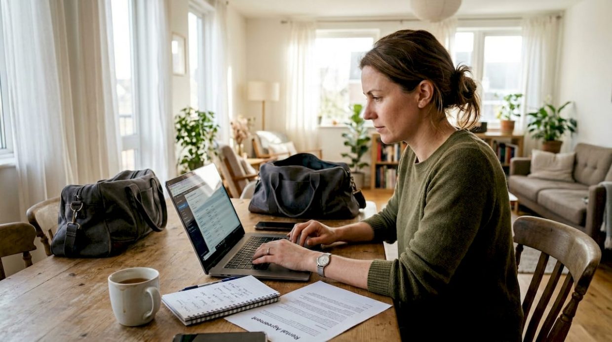 Property manager enters guest data in apartment