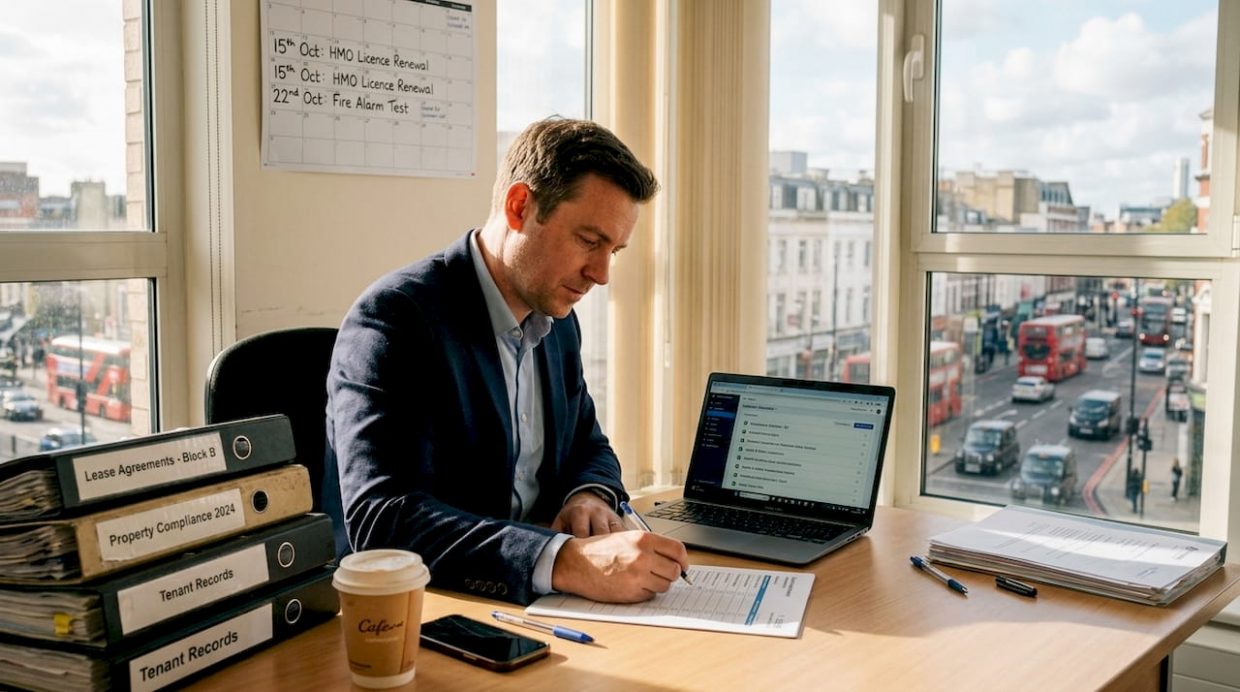 Property manager automating compliance tasks in office