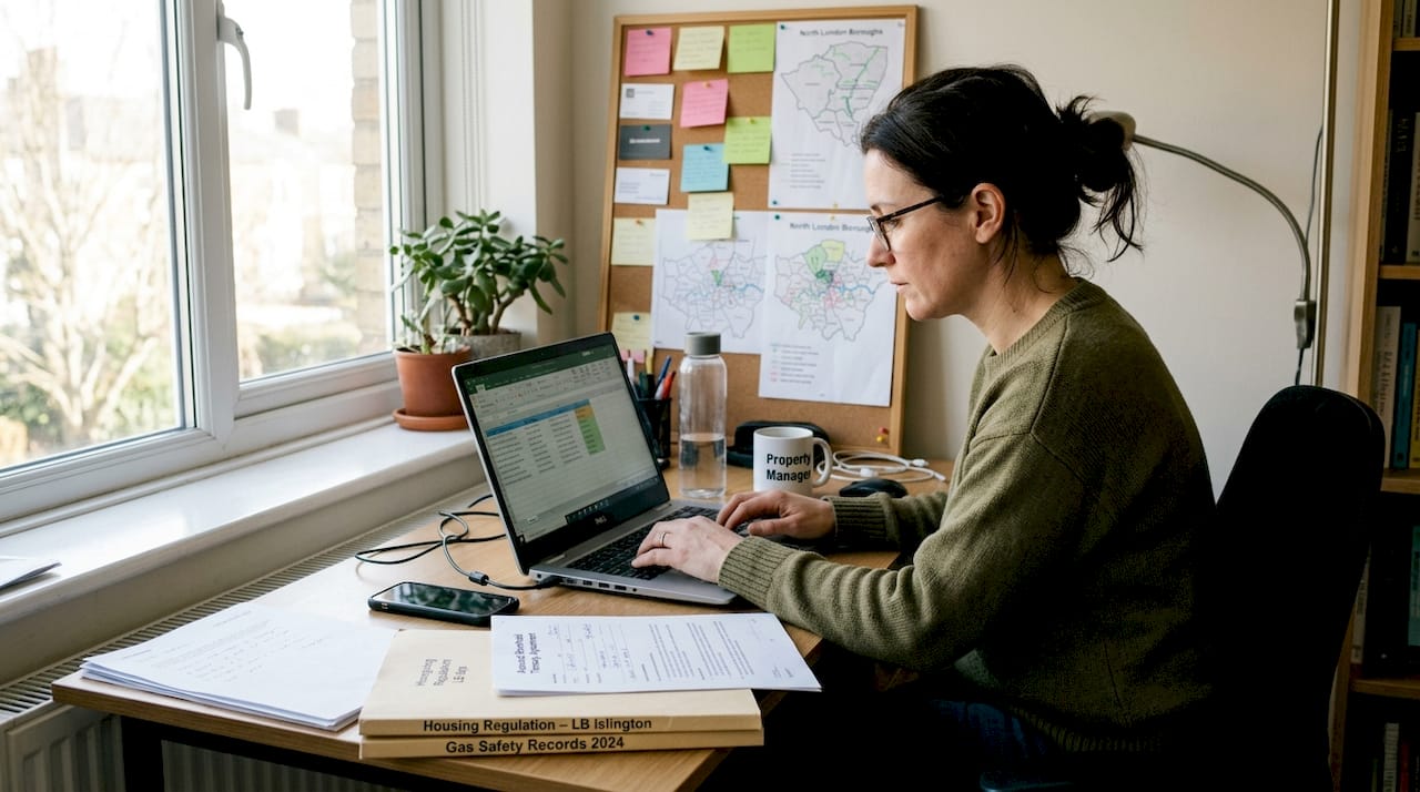 Manager reviewing short-term rental compliance checklist