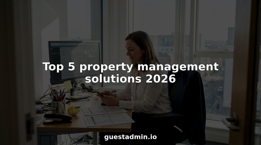 Property manager working at desk in bright office