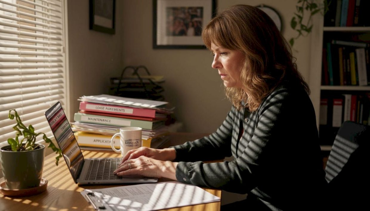 Property manager working on compliance checklist