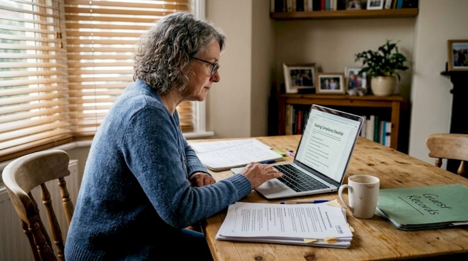 Property manager checking booking compliance