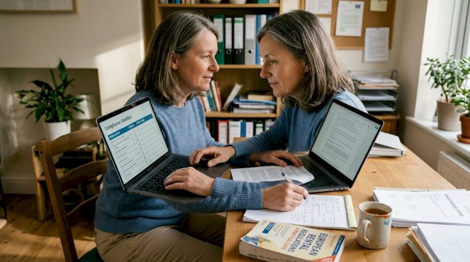 Property manager reviewing compliance checklist