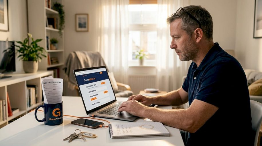 Property manager uploads compliance documents at home