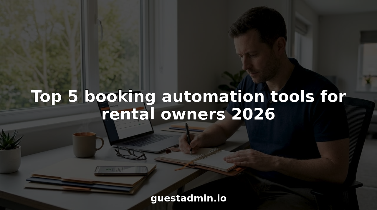 Rental owner managing booking automation at home office