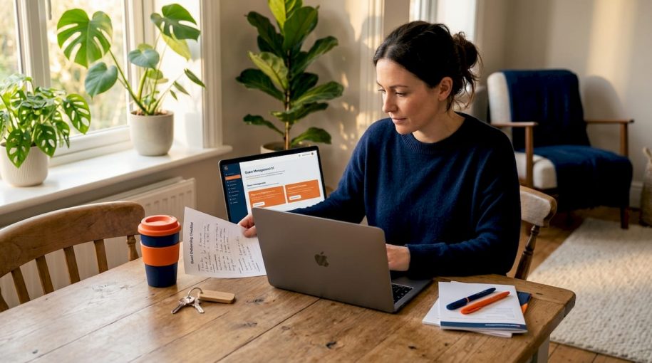 Property owner onboarding at sunlit workspace