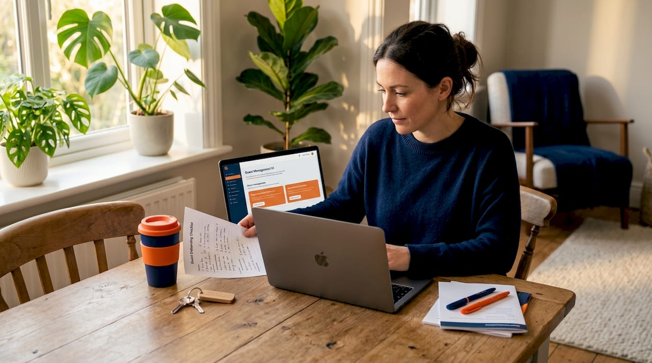 Property owner onboarding at sunlit workspace