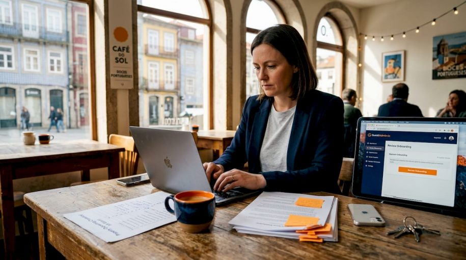 Property manager reviewing onboarding checklist