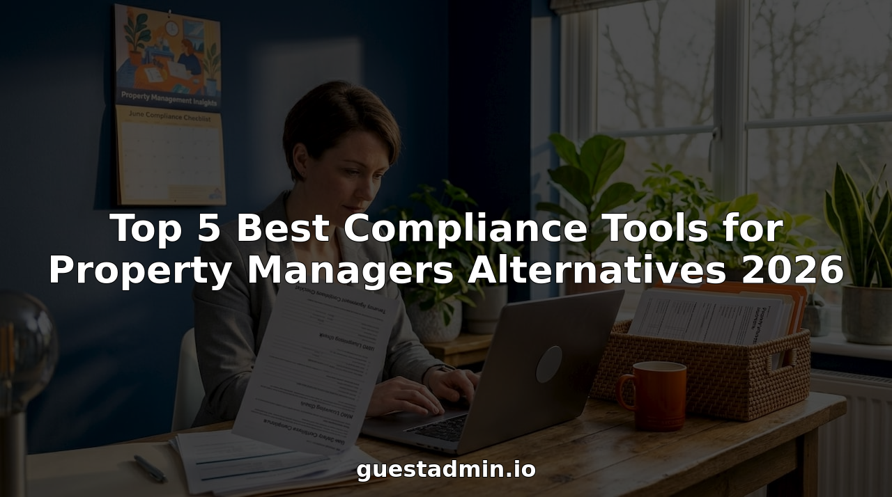 Property manager reviewing compliance documents at desk