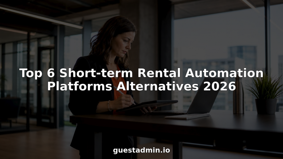 Property manager comparing rental automation platforms at desk