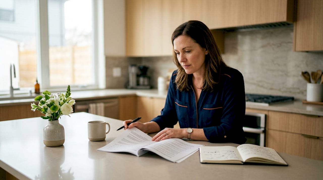 Property manager reviewing rental regulations