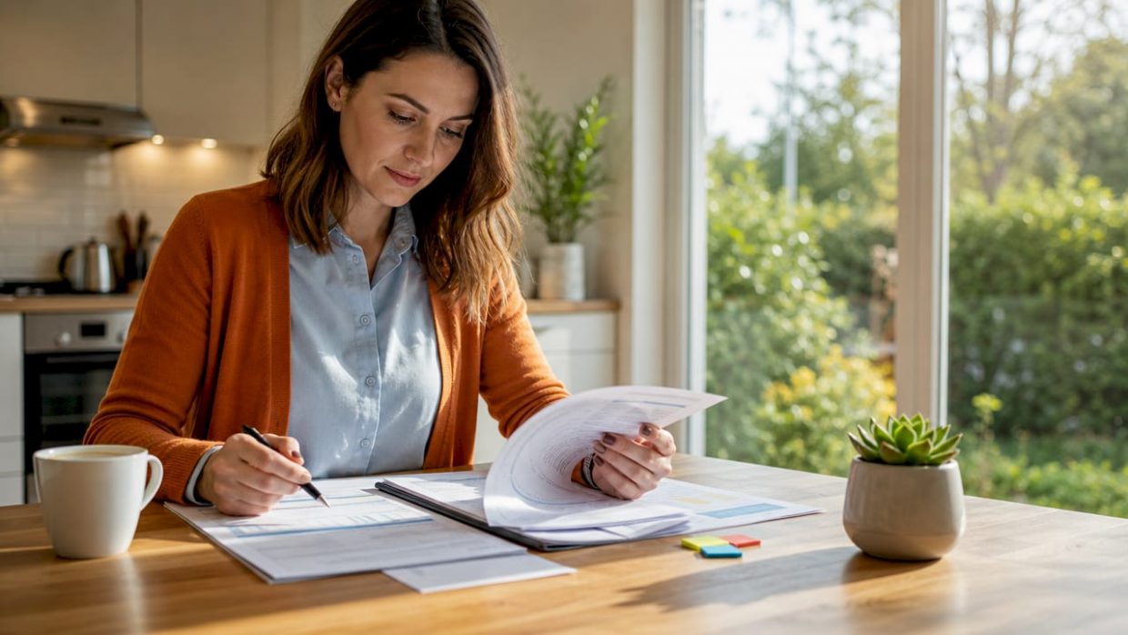 Property manager reviewing hierarchical report