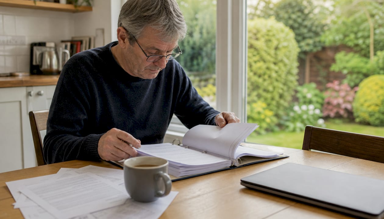 European landlord reviewing liability documents